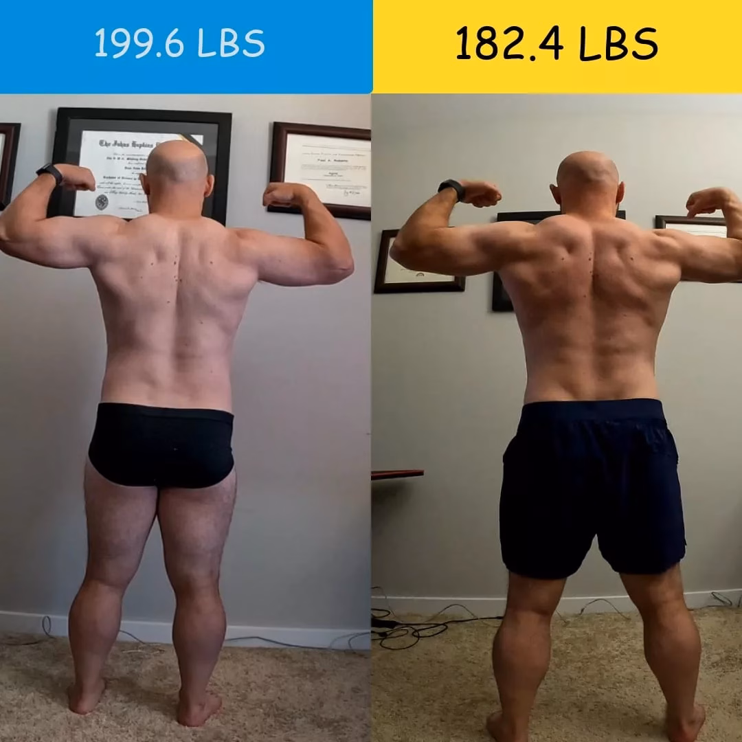 Paul Roberts 90-day fitness transformation back view
