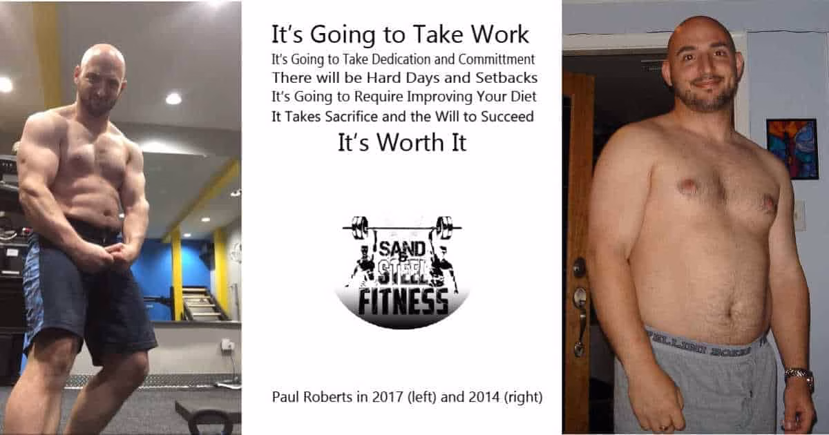 Paul Roberts fitness transformation before and after photos from 2014 and 2017